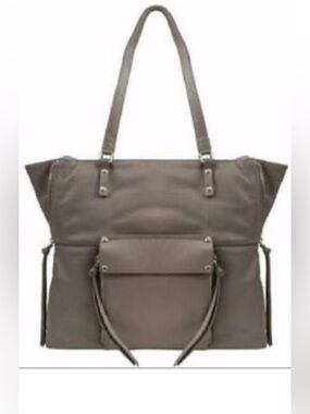 Kooba Expandable taupe leather shoulder bag multi pocket tote bag, NICE
